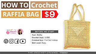 Easy Prada Crochet Raffia Tote Bag Tutorial Crochet Bag Net Bag [upl. by Osanna]