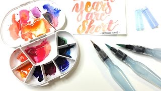 How to Use the Pentel Aquash Water Brush Pen for Watercolor and Brush Lettering and Calligraphy [upl. by Anoiek]