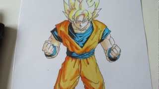 How to draw Goku super saiyan 1 SSJ1 孫 悟空 超サイヤ人 1 [upl. by Cheston42]