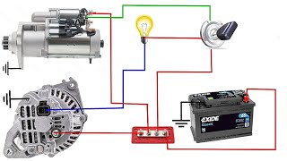 Starter Motor And Alternator Wiring  How To Wiring Car Alternator And Starter Motor [upl. by Annoiek]