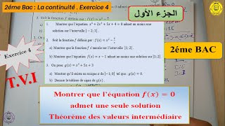 Exercie corrigé N 4 sur la théorème des valeurs intermédiaires Partie 1 [upl. by Aremaj]