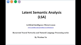 Latent Semantic Analysis LSA [upl. by Oidgime]