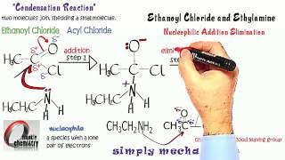 Simply Mechanisms 7d Nucleophilic Addition Elimination Ethanoyl Chloride amp Ethylamine [upl. by Graniah]