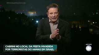 Roberto Cabrini entra no local da festa invadida por terroristas do Hamas em Israel [upl. by Barstow852]