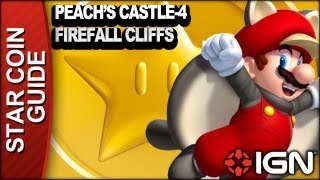 New Super Mario Bros U 3 Star Coin Walkthrough  Peachs Castle4 Firefall Cliffs [upl. by Yrod]