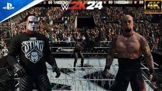 WWE 2K24  UNDERTAKER VS STING  BARBED WIRE DEATHMATCH [upl. by Mariana]