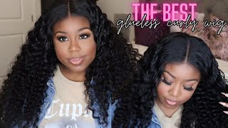 DEEP WAVE MIDDLE PART WIG GLUELESS INSTALL NO WORK NEEDED  HERMOSA HAIR [upl. by Nagud538]