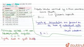 Mathc column I with column II and select the correct option from the given codes [upl. by Michella]