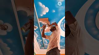 SKY design and Wall 3D design Painting work shorts viral painting art wallpaint design yt [upl. by Ardin324]