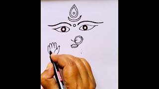 Amma durgadevi face drawing simple durgamma durgapujadasaranavaratrishortvideo youtubeshorts [upl. by Kiehl]