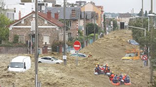 2 Devastating Minutes in France Storms and floods submerge Calvados [upl. by Irbua]