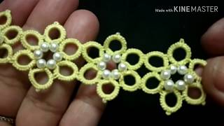 265Shuttle tatting56beaded floral lace with single shuttleHindiUrdu [upl. by Maurits755]