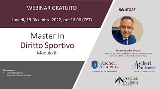 Master in Diritto Sportivo  Modulo III [upl. by Ylrahc]