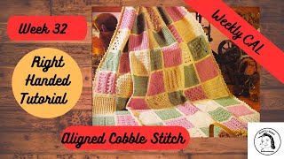 Aligned Cable Stitch  CROCHET  Right Handed  WEEK 32 crochet heirloomafghancal tutorial [upl. by Nelaf]