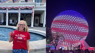 Celebrating The 4th Of July At Epcot  Fireworks  Food Shows amp Ride  2024 [upl. by Garrick]