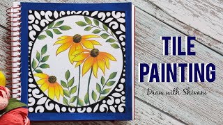 Tile Painting Freehand Designer Tile Painting [upl. by Milinda915]