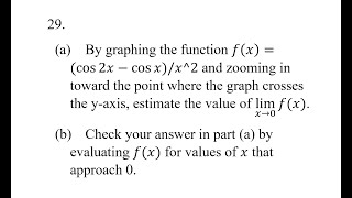 29 a By graphing the function fxcos⁡2xcos⁡xx2 and zooming in toward the point where the [upl. by Kciredor79]