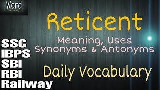 Word of the day  Reticent [upl. by Brigette]