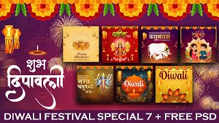 Diwali Banner Editing  Diwali 7 Festival Banner Editing  Diwali Free PSD Editable [upl. by Gnuy194]