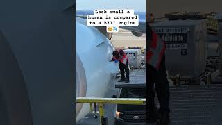 Look small a human is compared to a B777 engine 🤯✈️ airport travel engine [upl. by Leilani]