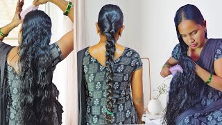 Simple braid after Heavy oiled combing with Real sounds ASMR [upl. by Netnerb]