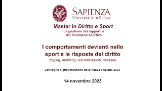 I comportamenti devianti nello sport  14112023  Master in Diritto e Sport [upl. by Vittorio634]