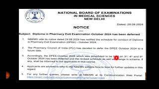 DPEE exam postponed for 2024  DPharm exit exam is deferred �Why [upl. by Namyw]