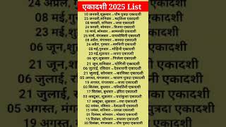 2025 में एकादशी व्रत कब है  एकादशी 2025 लिस्ट  Ekadashi 2025 List [upl. by Buck]