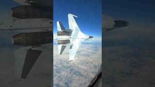 US F16 intercepting a Russian Tu95 was subjected to an unsafe maneuver by a Russian Su35 [upl. by Early222]