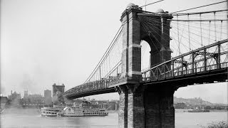 Oldest Bridge on the Ohio River Roebling Suspension Bridge Cincinnati Ohio [upl. by Elehcin]