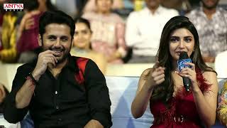 Nithiin amp Sreeleela Fun At Extra  Ordinary Man Pre Release Event LIVE  Nithiin Sreeleela [upl. by Yorel]