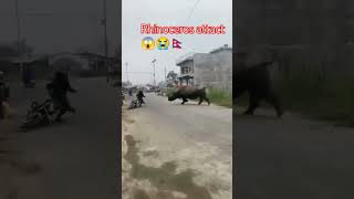 Rhinoceros attact humans 😭😱👉🇳🇵🔥chitaramoli [upl. by Ettennej]