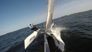 Nacra 20  NE 1317 knots  half wind  37 kmh [upl. by Etsirk]