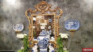 My Blue and White Dinning Room Tour  Chinoiserie Chic  Decorate with me [upl. by Rudich]