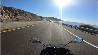 Kawasaki Ninja 400 Motorcycle Ride on Pacific Coast Highway  Huntington Beach to Laguna Beach CA [upl. by Ynatterb]