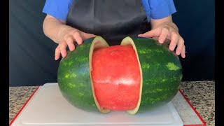 How to Peel a Watermelon Cool Trick Surprise Everyone [upl. by Hailed]