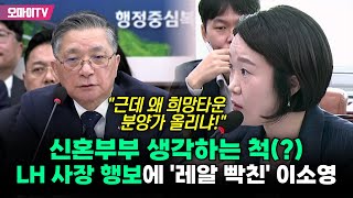 신혼부부 생각하는 척 LH 사장 행보에 레알 빡친 이소영 quot근데 왜 희망타운 분양가 올리냐quot [upl. by Llerret]