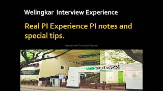 welingkar Interview  We school PI  welingkar PGDM real PI experience 2022 [upl. by Biddick590]