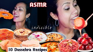 Asmr Hindi  asmr eating 10 Dussehra Recipes  Vrat ka khana  asmr mouth sounds [upl. by Damara]