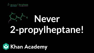 Correction  2propylheptane should never be the name  Organic chemistry  Khan Academy [upl. by Ignace]