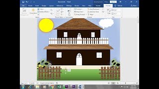 LESSON  20 How To Make Beautiful House using shape on ms word hindi [upl. by Aniale]