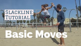 Slackline Tutorial Basic Beginner Moves [upl. by Tracay]