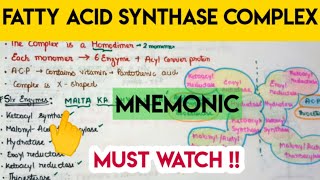 Fatty acid synthase complex trickmust watch learn enzymes easily MbbsclasseswithASHISH [upl. by Antonius953]