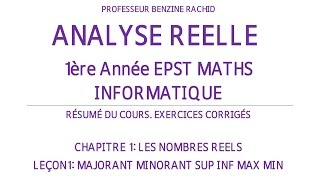 EXERCICES ANALYSE 1ERE ANNEE CHAP1 LECON1 [upl. by Medea]