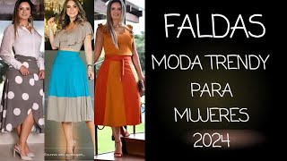 FALDAS PARA MUJERES 2024 MODELOS Y ESTILOS DE FALDAS MODA [upl. by Ydnys]