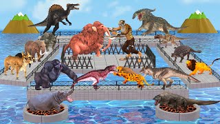 Dinosaurs Vs Saber Tooth Tiger Vs All Units Speed Race Zigzag Course Animal Revolt Battle Simulator [upl. by Atiuqa99]