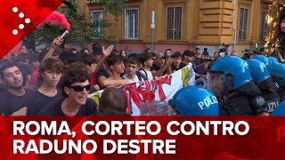 LIVE Roma tensione al corteo contro raduno destre sovraniste diretta video [upl. by Aieki]