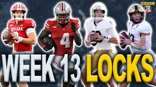 Week 13 LOCKS Best Bets Odds amp Picks for College Football  IndianaOhio State  ArmyNotre Dame [upl. by Devitt]