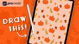 Procreate Step by Step Tutorial  Fall Repeating Pattern  Draw With Me  iPad Art [upl. by Haimrej]