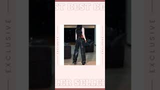 y2k Straight Pockets Hip Hop Trousers High Waist Jeans Women Fashion Silver Shiny Print Loose Wid [upl. by Ramej]